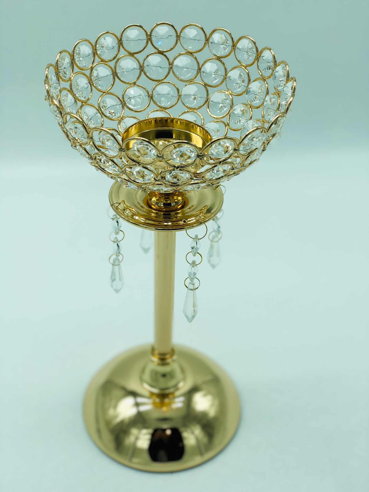 Candle Holders with danglers- Gold - (Pack of 12) image 2