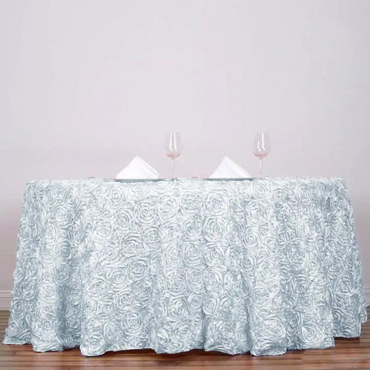 ROUND RIBBON ROSSETTE SATIN TABLE CLOTH