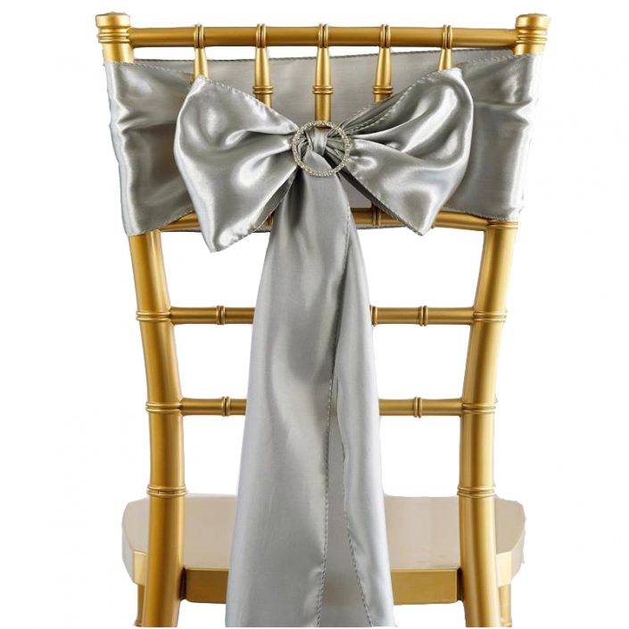 Satin Chair Sashes - Pack of 10 - Silver image