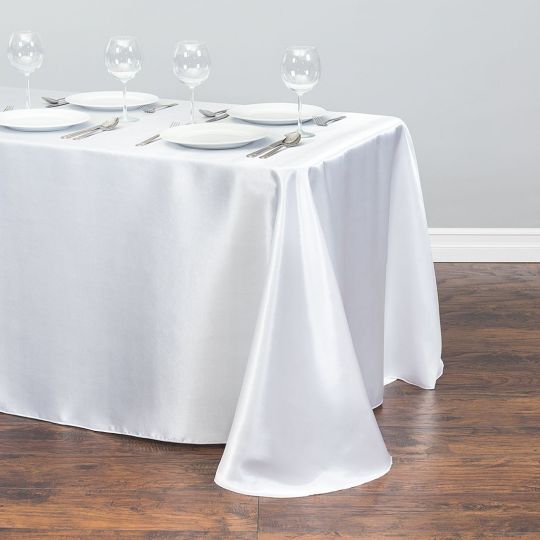 Premium Quality 90'' * 156''  Rectangular Plain Satin Table Cover image 0