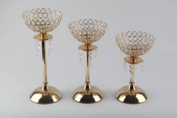 Candle Holders with danglers- Gold - (Pack of 12) image 6