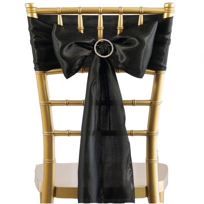 Matte Satin Chair Sashes - Pack of 10 - Black image
