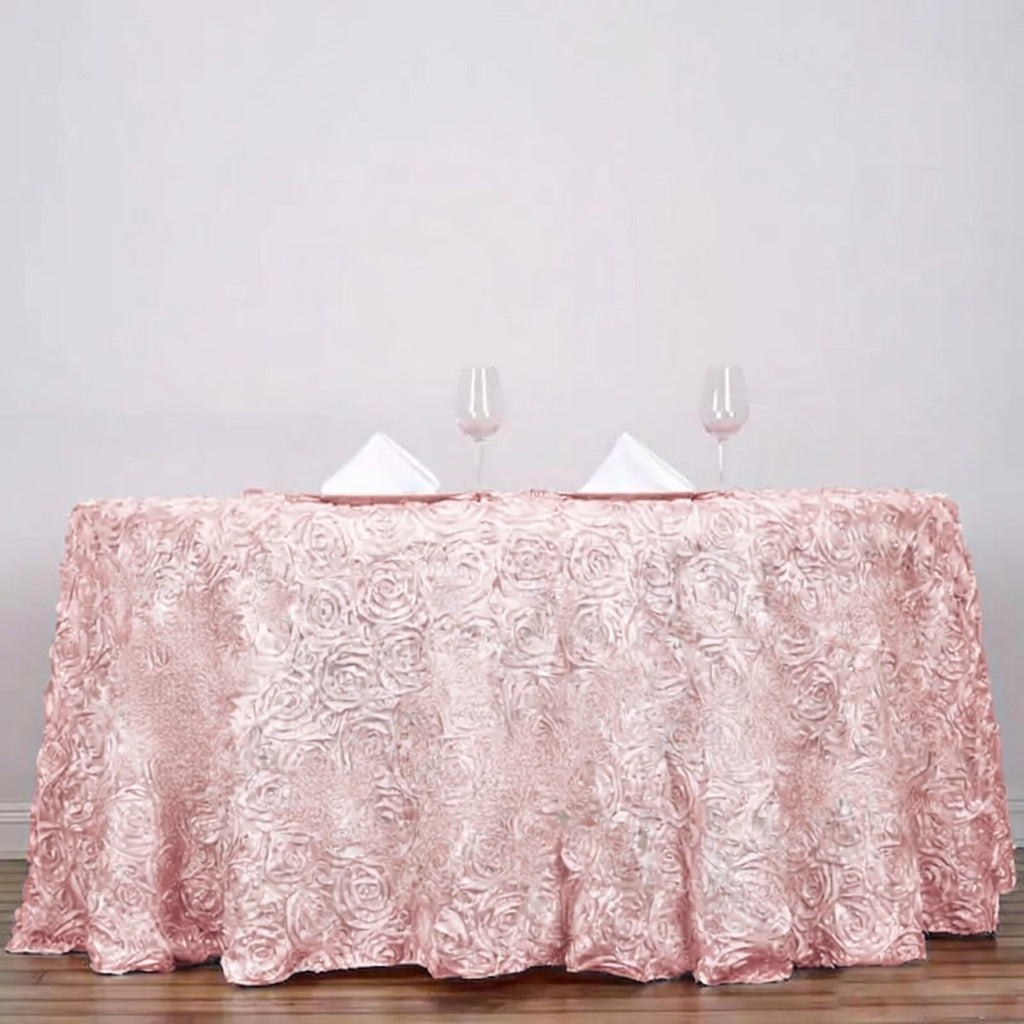 ROUND RIBBON ROSSETTE SATIN TABLE CLOTH