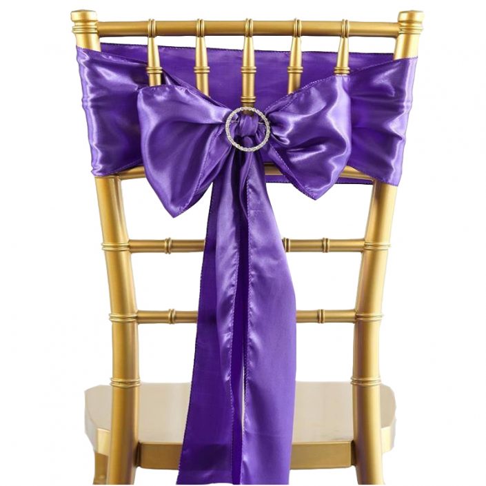 Matte Satin Chair Sashes - Pack of 10 - Purple image