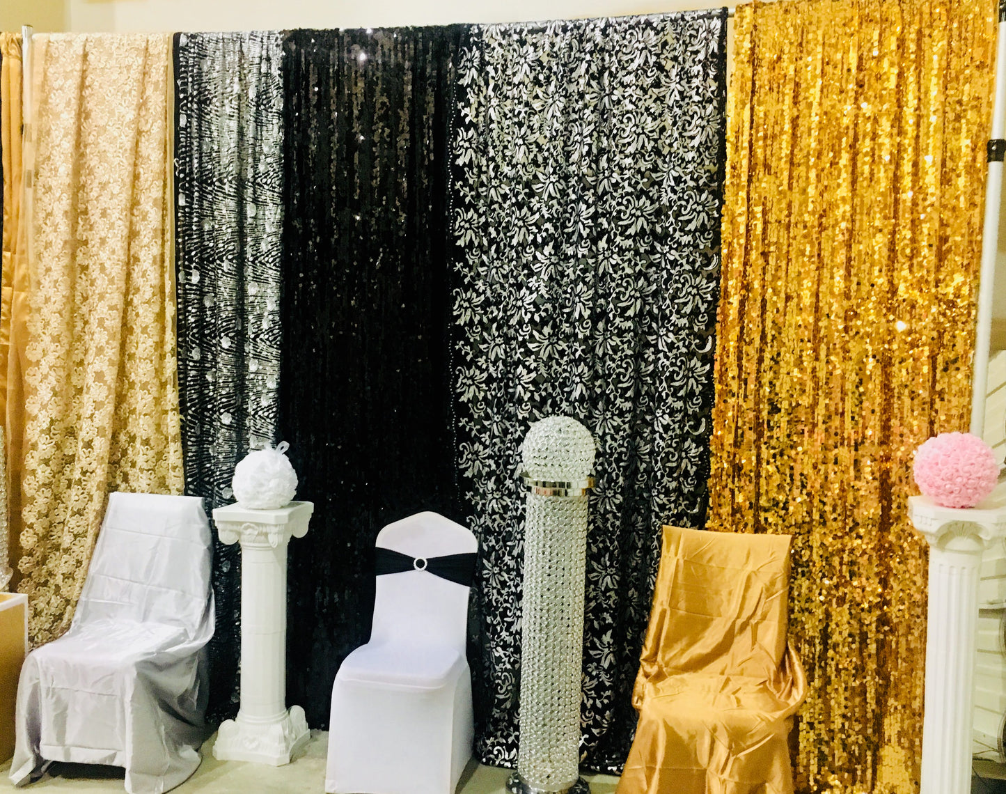 Mesh with Sequin and satin flowers - silver image 1