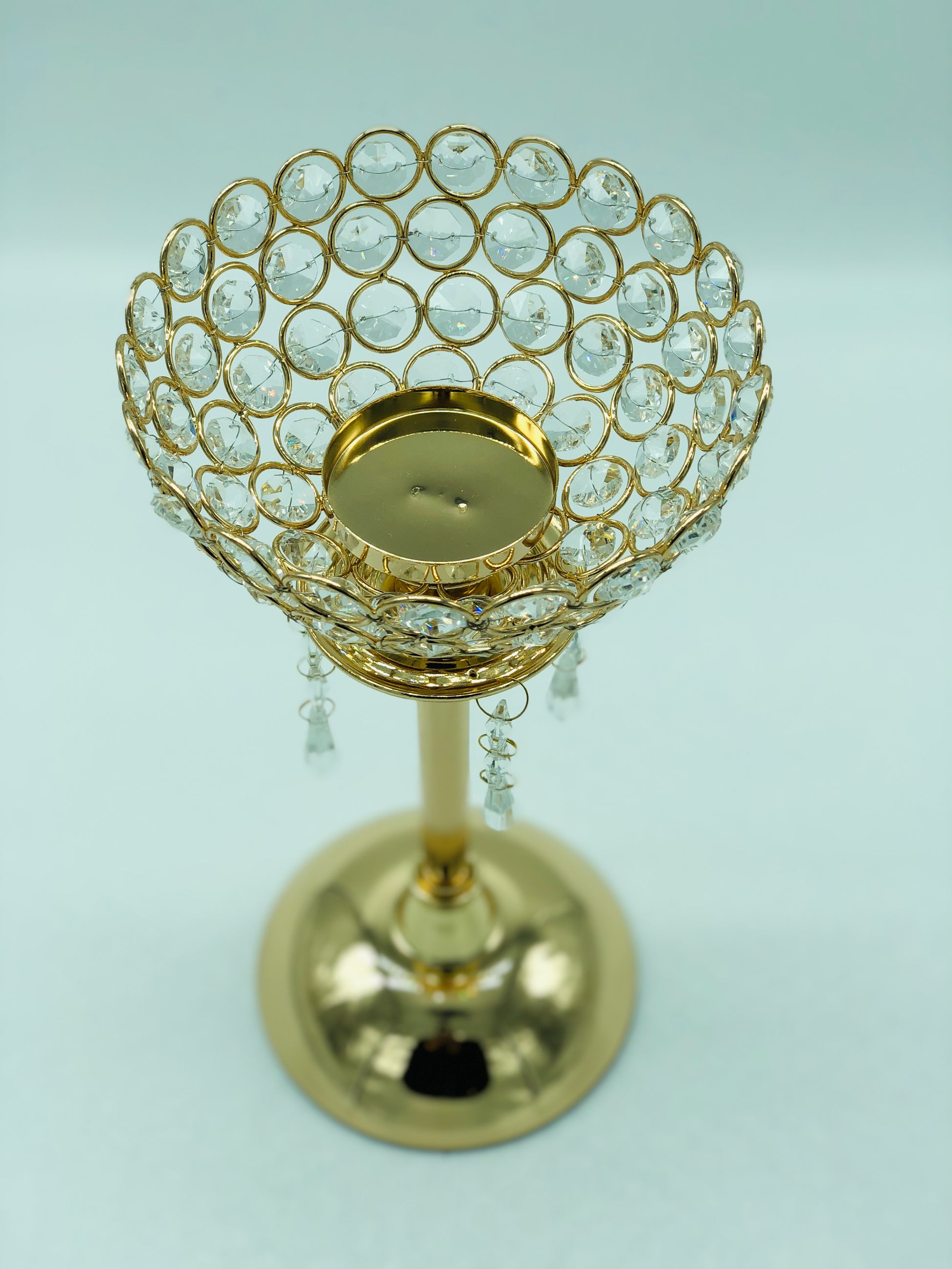 Candle Holders with danglers- Gold - (Pack of 12) image 1