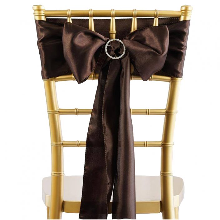 Satin Chair Sashes - Pack of 10 - Chocolate image