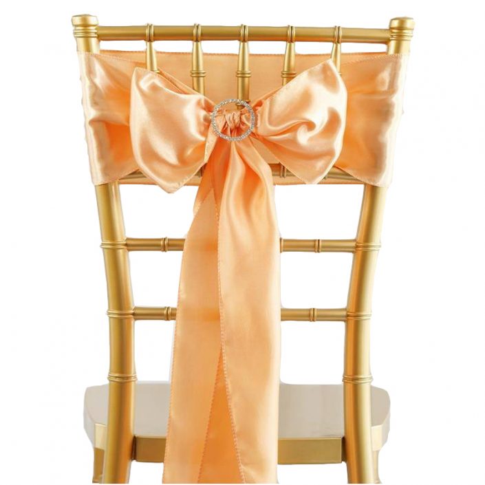 Satin Chair Sashes - Pack of 10 - Peach image